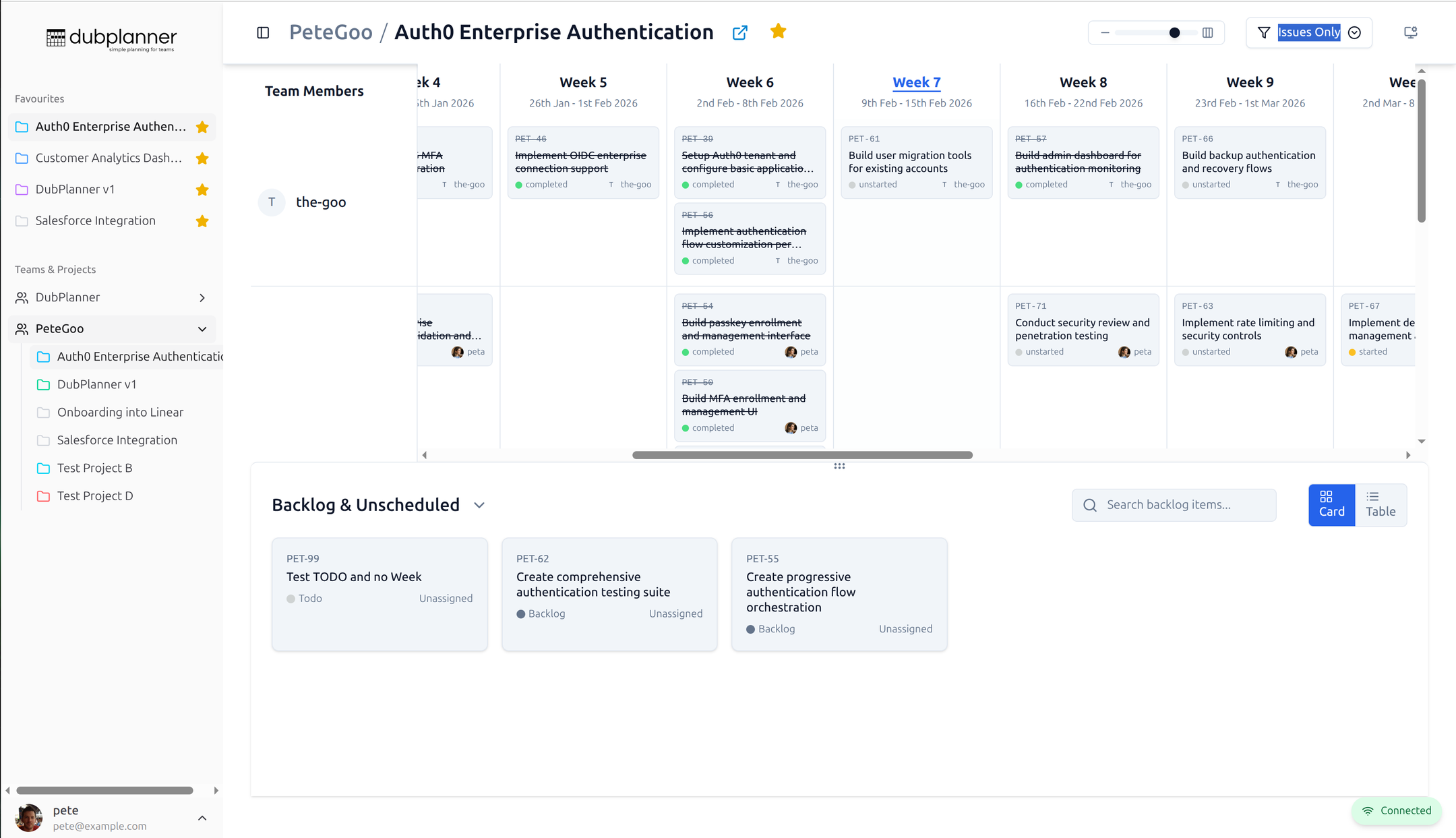 Dubplanner expanded view